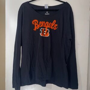 Fanatics‎ Cincinnati Bengals Women's V-Neck Long Sleeve T-Shirt 3XL Black Orange